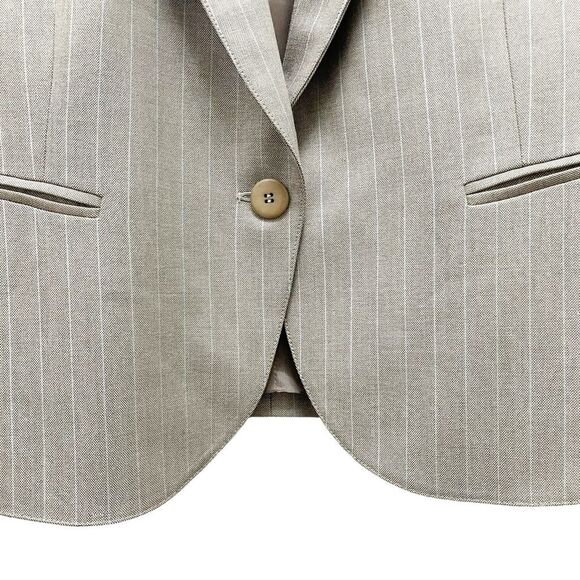 Lafayette 148 Single Button Suit Blazer Gray With Blue Pinstripe Women’s Size 10 - Picture 4 of 11